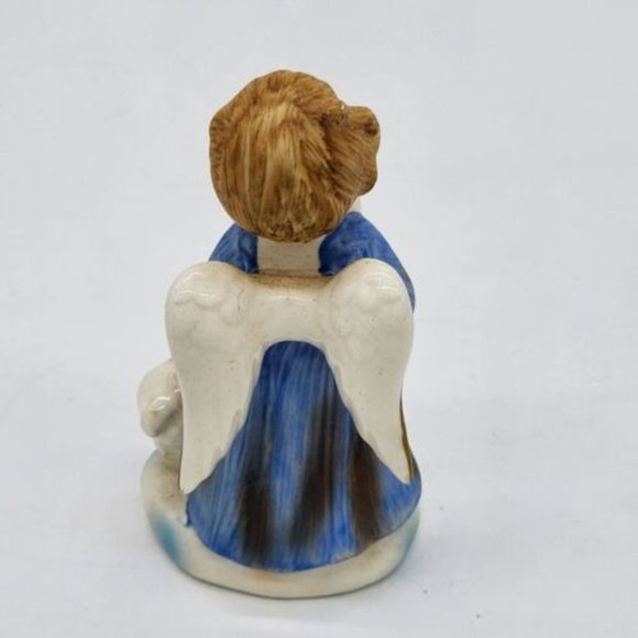Vintage Lefton Christmas Angel Boy with Lambs Figurine Foil Sticker 723 - Picture 3 of 7